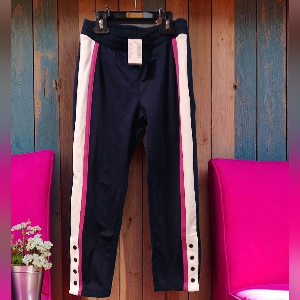 Place Big Girls Sweat Athletic Pants Blue Pink White Stripe Size Small 5/6